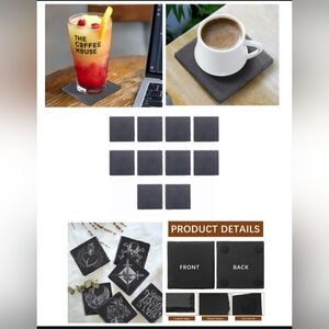 New 10 Slate Stone Coasters Natural Dining Bar Drinks DIY Clr: Lava Rocks